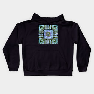 Circuitboard fire Kaleidoscope Pattern (Seamless) 22 Kids Hoodie